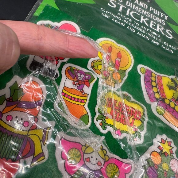 Vintage Fun World Soft Puffy 3D Christmas Stickers 1980s Neon Kitsch Taiwan READ - Picture 8 of 9